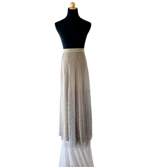 NIC + ZOE NWT MAXI ZIG ZAG TULLE SKIRT SIZE SMALL TAUPE - Picture 2 of 11
